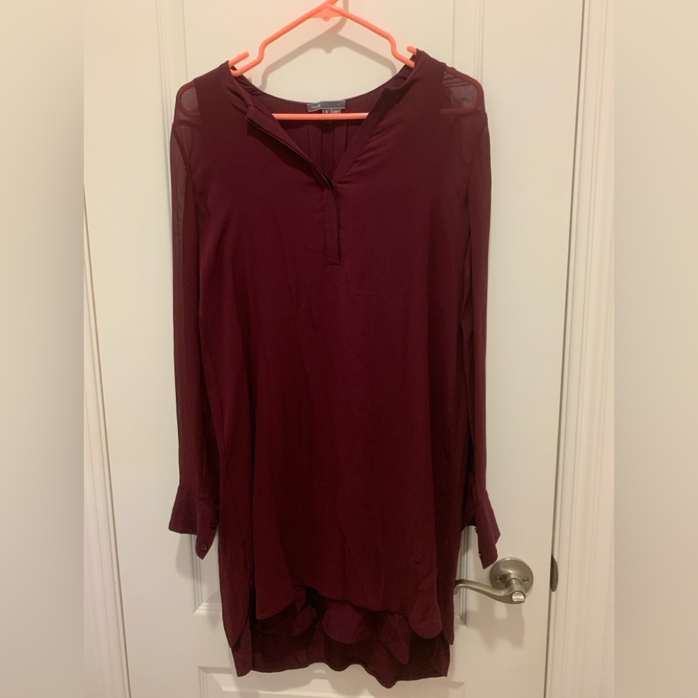 EUC Vince Double Layer Long Sheer Sleeves Silk Tunic Dress SIZE 4